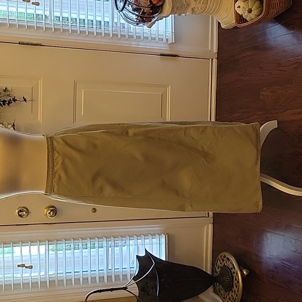 WOOLRICH khaki maxi skirt 100% cotton back slit size watch pocket size 14 EUC…
